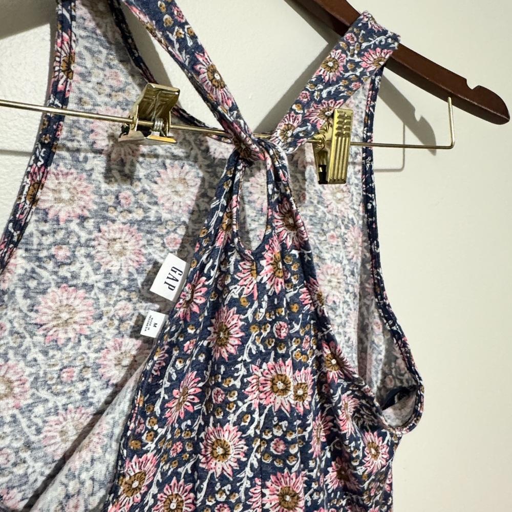 NWT GAP Women’s Sleeveless Linen Blend Floral Dress Keyhole Back Size Medium - Picture 5 of 9
